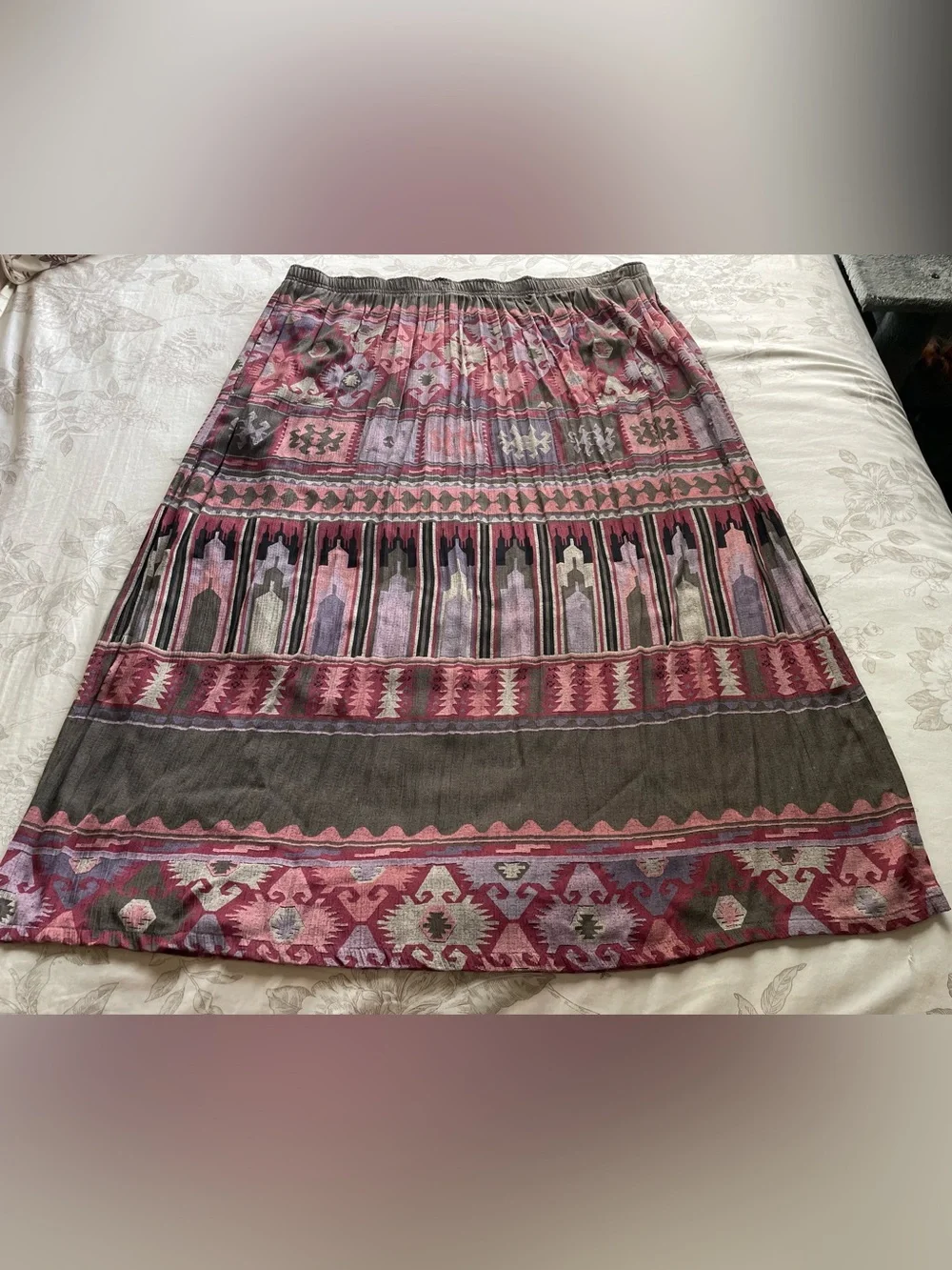 Vintage‎ Pull On Purple Aztec Maxi Skirt 26W Western Boho Festival 2X Plus Size